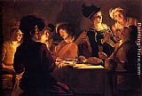 Gerrit van Honthorst Supper With The Minstrel And His Lute painting